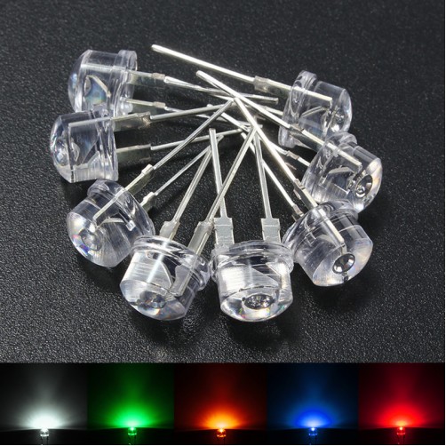 20pcs 8mm Straw Hat Blue Green Yellow Red LED Water Clear Light Emitting Diodes Lamp