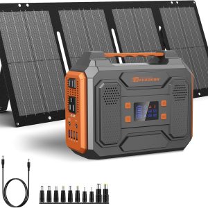 Portable Solar Generator 300W Portable Power Station with 60W Solar Panel